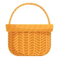 Empty wicker basket standing with woven handle for grocery shopping vector