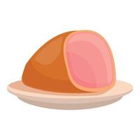 Big piece of ham resting on a plate vector