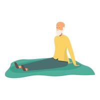 Senior man sitting on a green blanket relaxing and enjoying life vector
