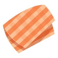 Folded orange and beige checkered picnic blanket for summer picnics vector