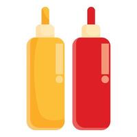 Ketchup and mustard bottles standing side by side vector
