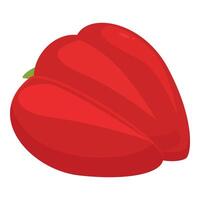 Single, ripe red bell pepper is lying on its side vector