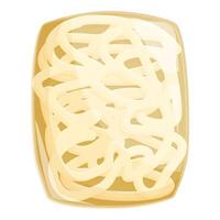 Plastic container with udon noodles being prepared for sale vector