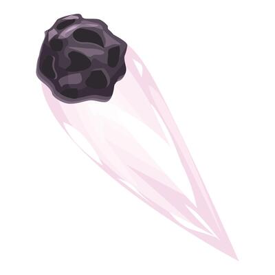 Meteorite leaving pink trail while flying through space