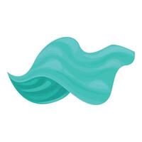Turquoise waving silk fabric is floating on wind background vector