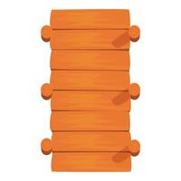 Wooden bridge spanning a small creek in top down view vector