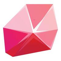 Pink crystal reflecting light with triangular facets vector