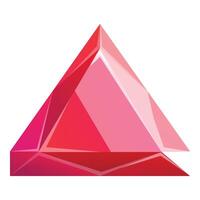 Red crystal triangle shape reflecting light abstract background vector