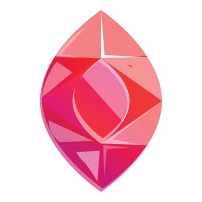 Shiny pink gemstone with light reflections is sparkling