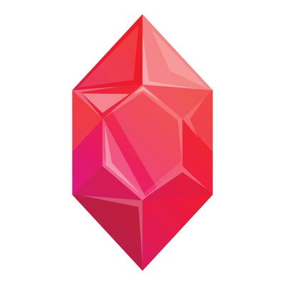 Red crystal gemstone shining with bright light