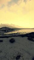 Spectacular scenery of rocky mountain range covered with snow video