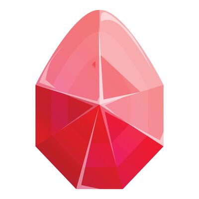 Many faceted red gemstone shining in the light