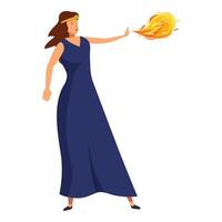 Powerful sorceress conjuring a fireball with magical powers vector