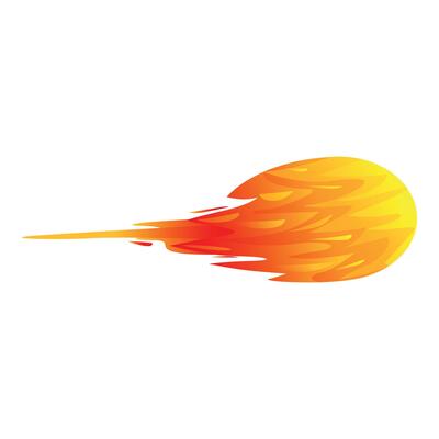 Fireball leaving fiery trail while flying through space