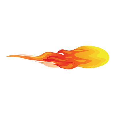 Bright fireball with hot blazing flames is flying in air