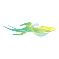Green and yellow abstract shape with a pointy end flowing to the right vector