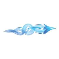 Blue wavy arrow flying across image pointing right vector
