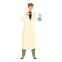 Scientist holding flask and pointer making scientific discovery vector