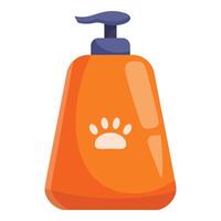 Orange plastic bottle containing pet shampoo with dispenser vector