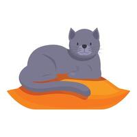 Grey cat relaxing on a pillow, adorable feline taking a nap vector