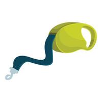 Green retractable dog leash extending on white background vector