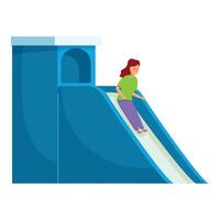 Young woman having fun sliding down a playground slide vector