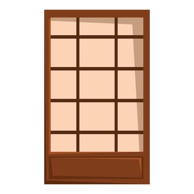 Traditional japanese shoji sliding door with wooden frame