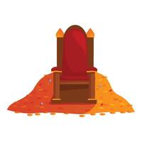 Majestic throne standing atop a mountain of gold coins, symbolizing wealth and power vector