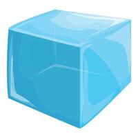 Single blue ice cube freezing making cold square shape vector