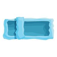 Blue ice button for game interface with snow covering being pushed down vector