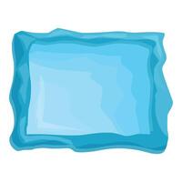 Rectangular surface covered with ice or frozen water creating blank frame vector