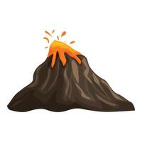 Volcano erupting with molten lava flowing down its side vector