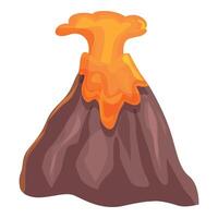 Big erupting volcano with flowing lava vector