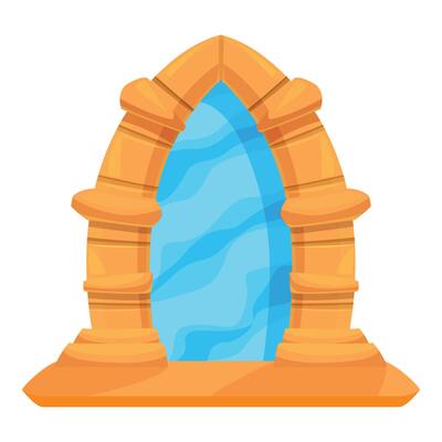 Ancient portal leading to another dimension is opening on stone pedestal
