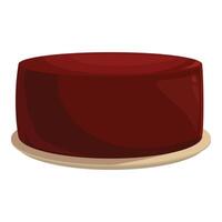 Big round chocolate cake is standing on the plate vector