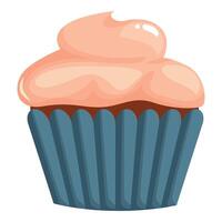 Delicious cupcake with pink frosting sitting on white background vector