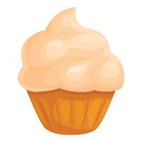 Delicious cupcake with cream swirl standing on white background vector