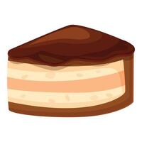 Chocolate cake slice dripping with chocolate icing on white background vector