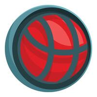 Red sphere glowing inside a round window vector