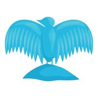 Blue bird spreading its wings while standing on a hill vector