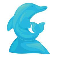 Blue dolphin jumping out of stylized water creating a splash vector