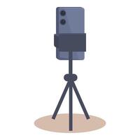 Smartphone mounted on tripod for streaming or recording vector