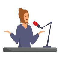 Radio host speaking into microphone in studio vector