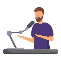 Radio host speaking on microphone in studio vector