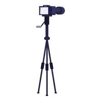 Professional digital camera standing on tripod recording content vector