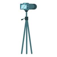 Modern digital camera on tripod standing for recording vector