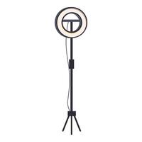 Circular led lamp standing on tripod for recording vector