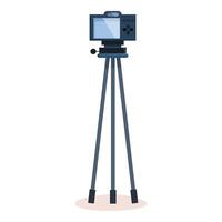 Professional digital camera standing on tripod making high quality content vector