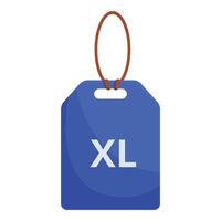 Blue clothing tag with xl size sign hanging on a string vector