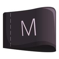 Black clothes label showing size m for garment vector